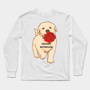 golden retriever dog illustration Long Sleeve T-Shirt